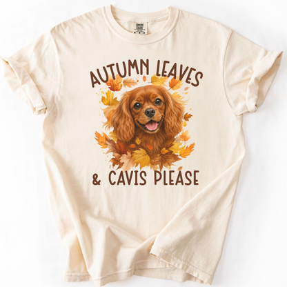Ruby Cavalier Mom Fall Shirt, Autumn Leaves & Cavaliers Please