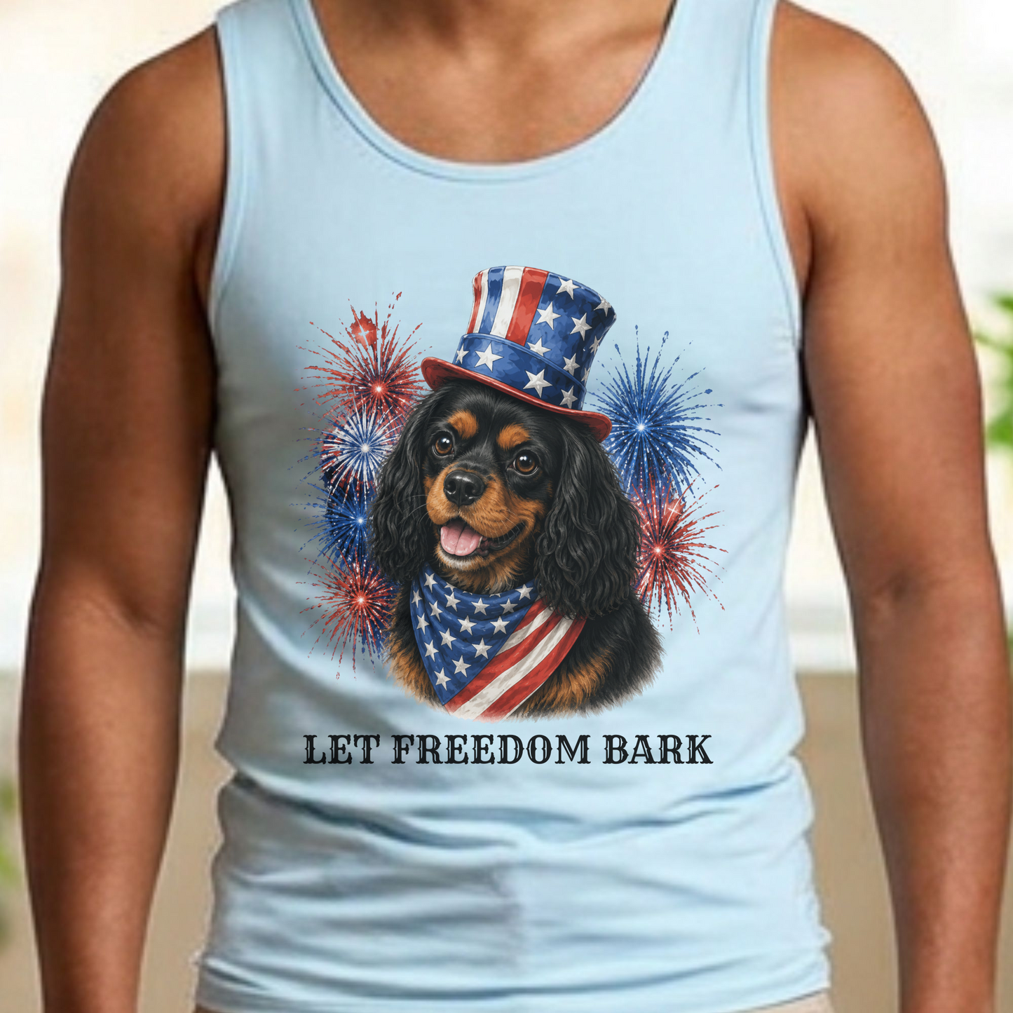 Patriotic Black Tan Cavalier Tank Top