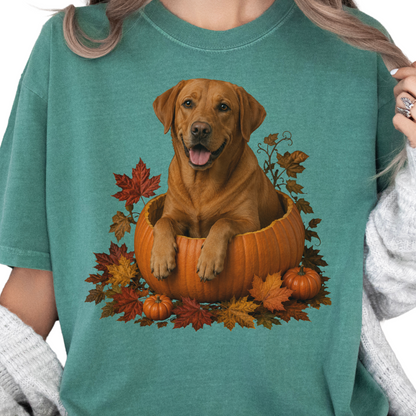 Fox Red Lab Pumpkin Shirt Fall Dog Lover Autumn Labrador Comfort Colors Tee Gift Apparel