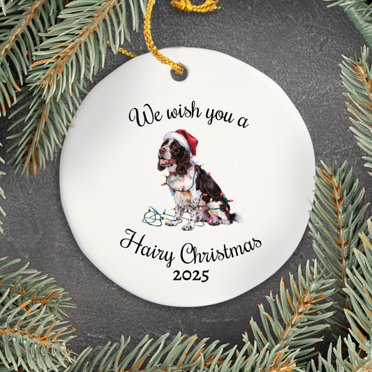 Christmas Brown Springer Spaniel Ornament, Christmas Lights Dog Keepsake