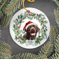 Load image into Gallery viewer, Personalized Chocolate Lab Wreath Ornament