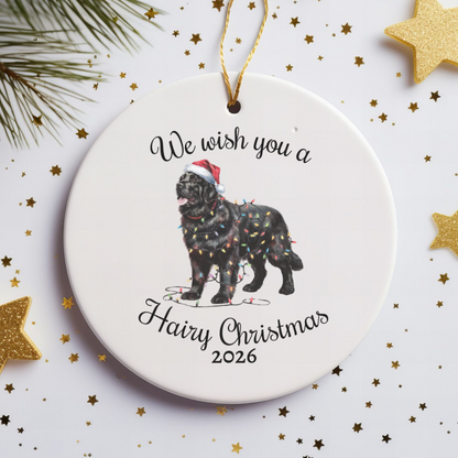 Christmas Black Newfoundland Ornament, Christmas Lights Dog Keepsake