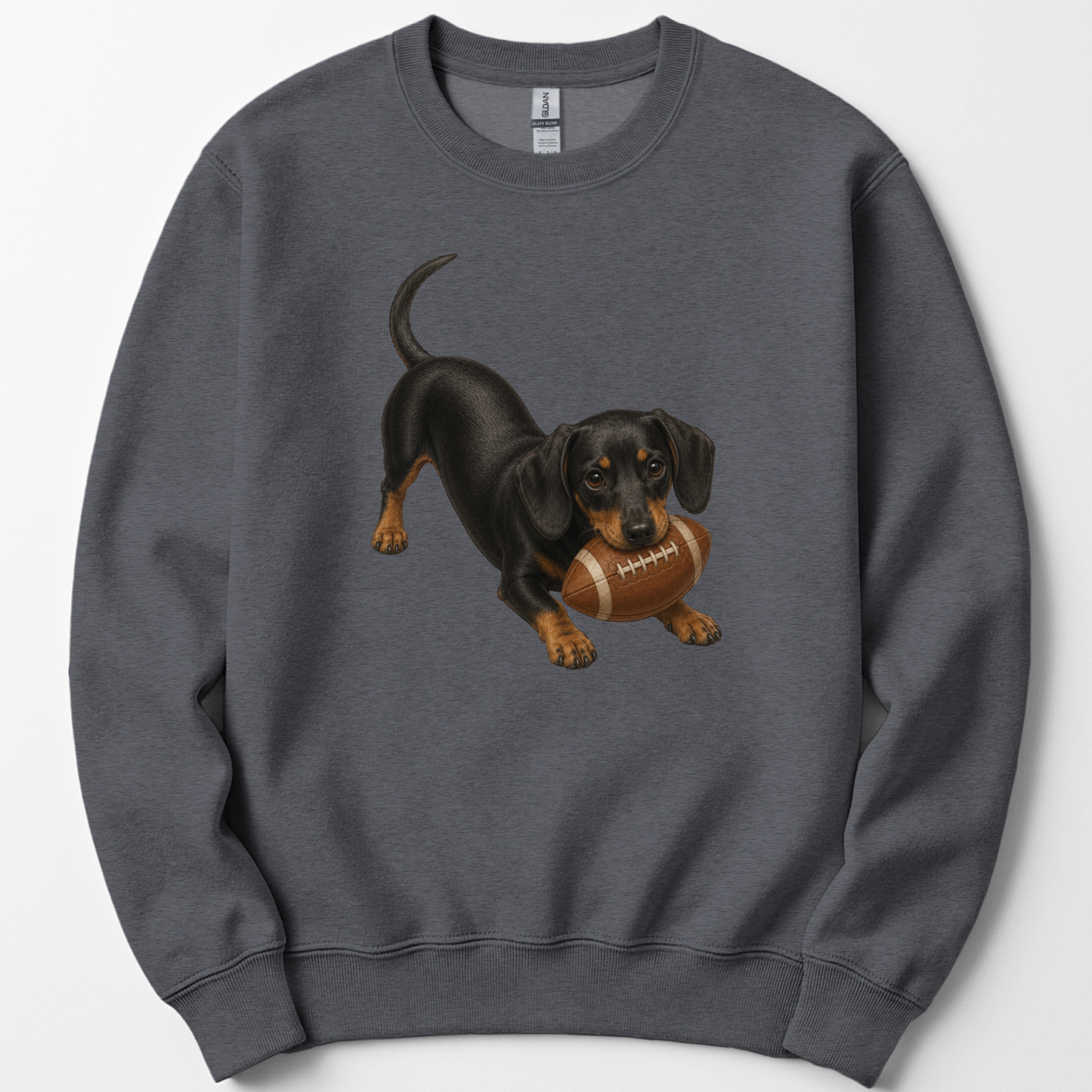 Black Tan Dachshund Football Sweatshirt Dog Lover Game Day Crewneck Gift Shirt