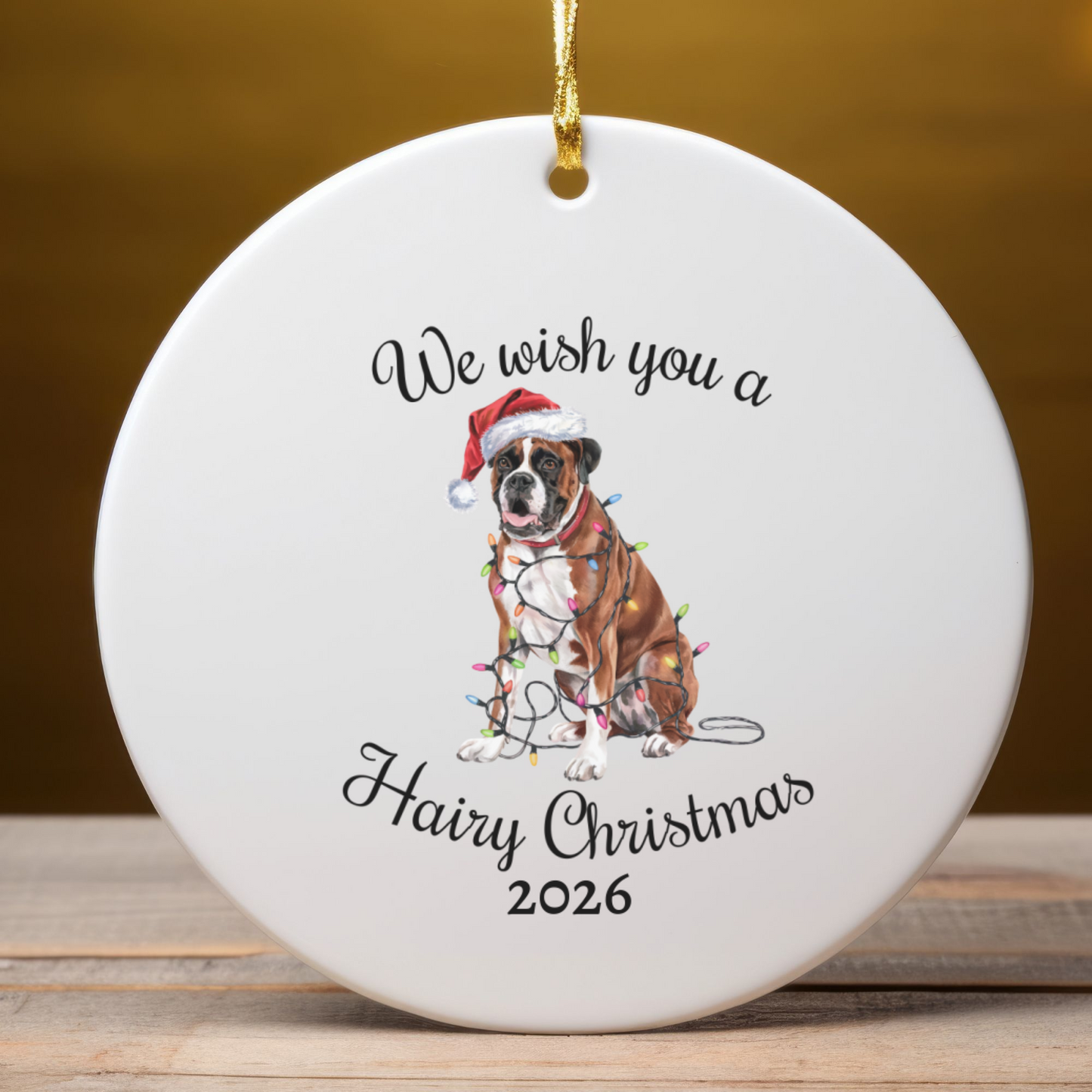 Christmas Boxer Ornament, Boxer Mom, Christmas Lights Dog Keepsake, Christmas Dog, Gift For Dog Lover, Boxer
