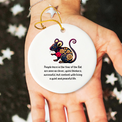 Chinese Zodiac Rat Ornament, Year of the Rat Horoscope Gift for Lunar New Year