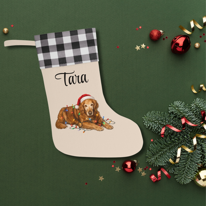 Personalized Dog Photo Christmas Stocking Custom Pet Name Holiday Decor