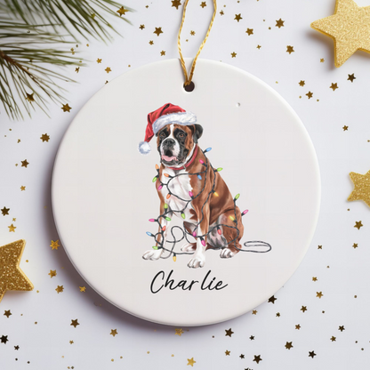 Personalized Boxer Christmas Ornament, Ceramic Dog Lover Gift, Custom Decor