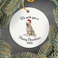 Load image into Gallery viewer, English Cream Golden Retriever Ornament 2025, We Wish You a Hairy Christmas Ornament, Funny Dog Lover Gift, Holiday Pet Keepsake
