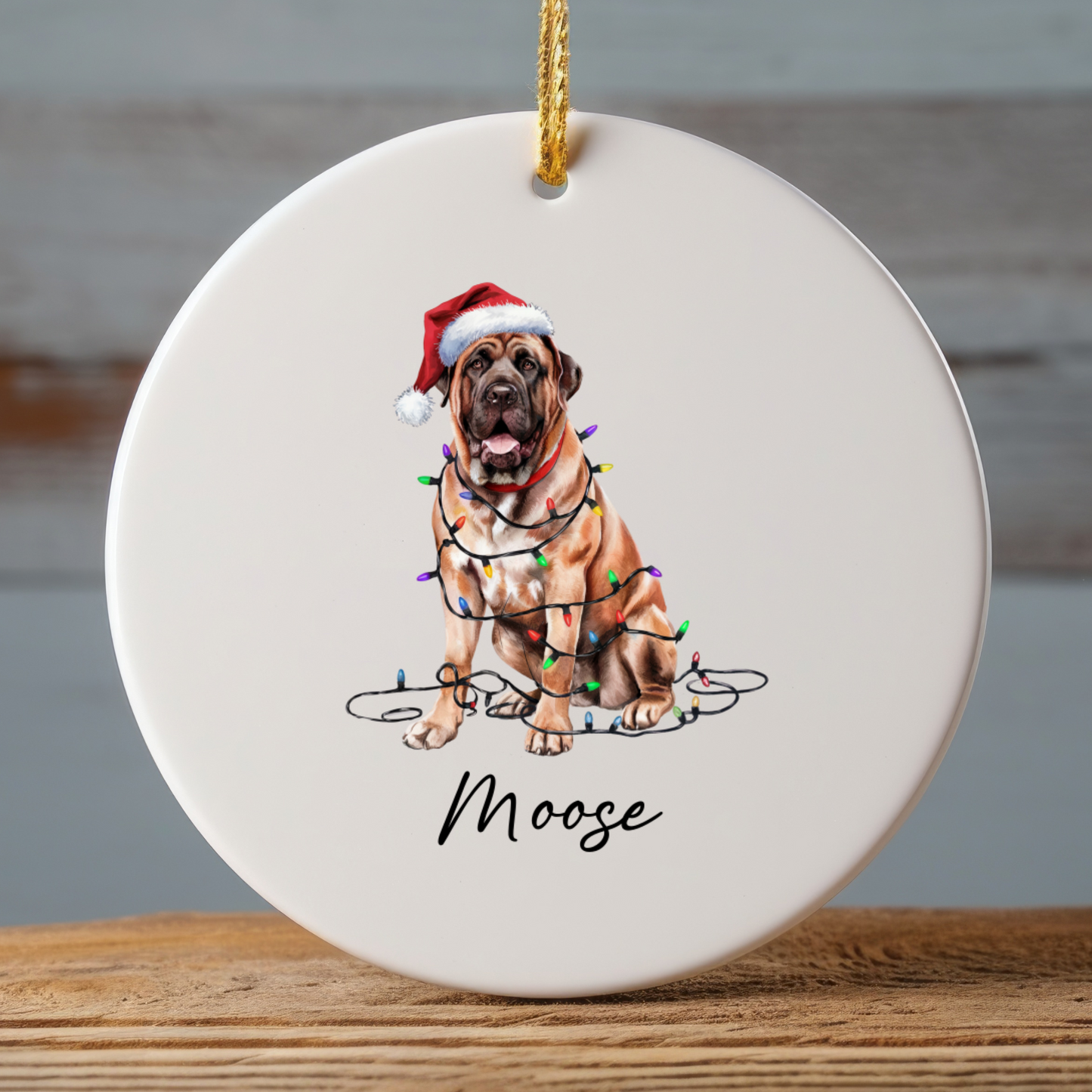 Mastiff Christmas Ornament, Personalized Dog Keepsake