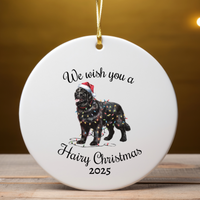 Load image into Gallery viewer, Christmas Black Newfoundland Ornament, Christmas Lights Dog Keepsake
