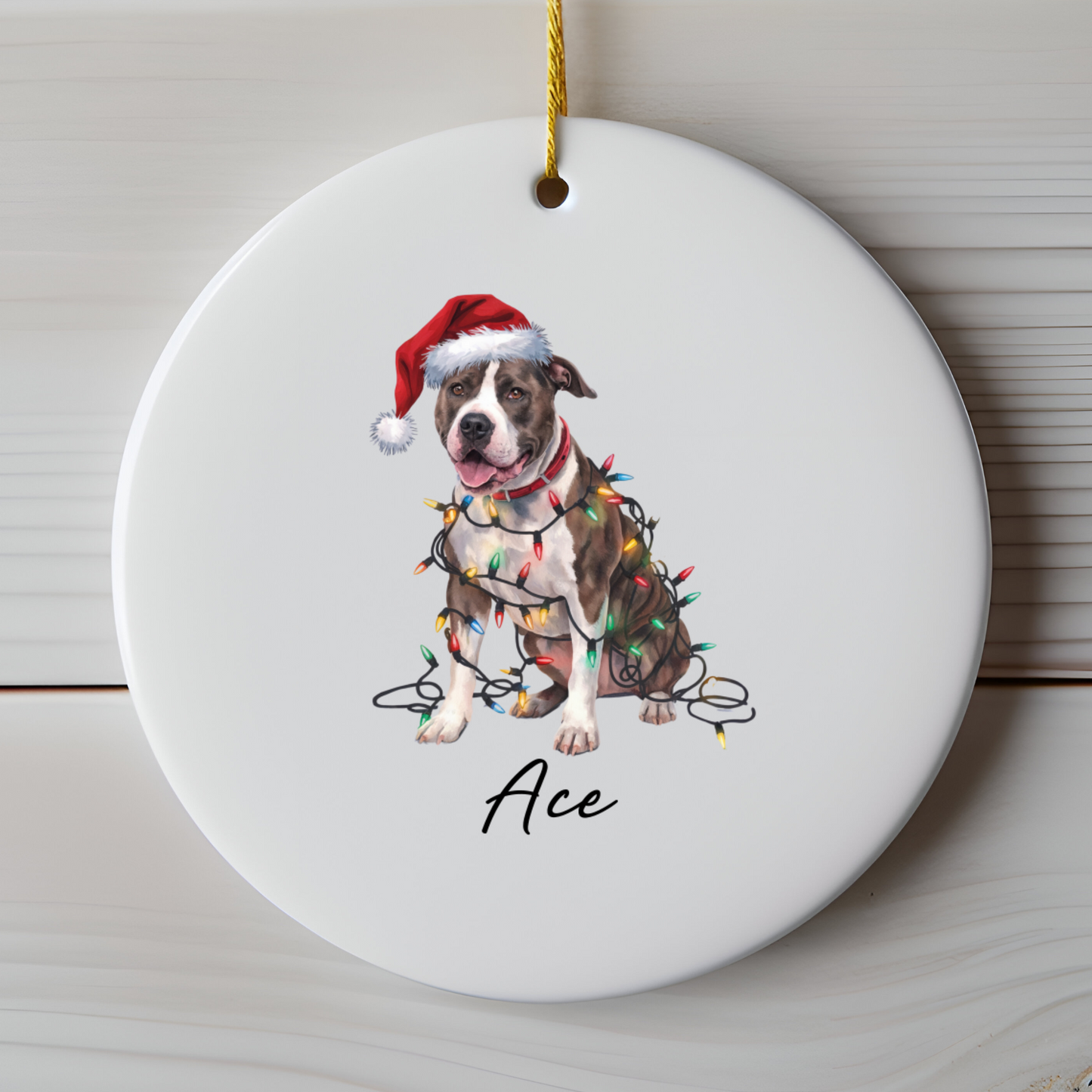 Personalized Pitbull Dog Ornament, Custom Ceramic Pet Keepsake