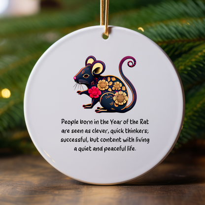 Chinese Zodiac Rat Ornament, Year of the Rat Horoscope Gift for Lunar New Year