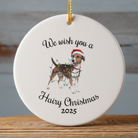 Load image into Gallery viewer, Christmas Smooth Fox Terrier Ornament, Christmas Lights Dog Keepsake
