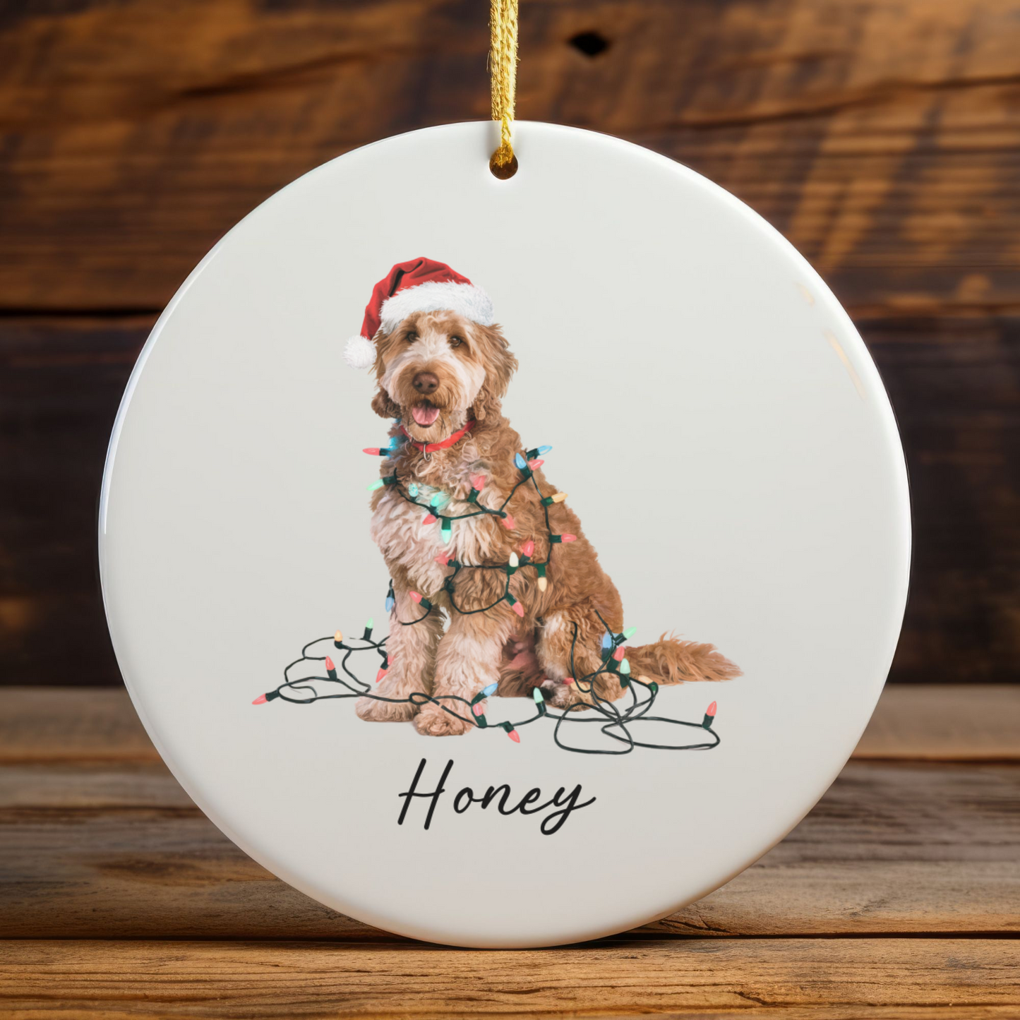 Personalized Goldendoodle Ceramic Ornament, Dog Lover Holiday Keepsake, Festive Xmas Tree Decoration