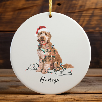 Personalized Goldendoodle Ceramic Ornament, Dog Lover Holiday Keepsake, Festive Xmas Tree Decoration
