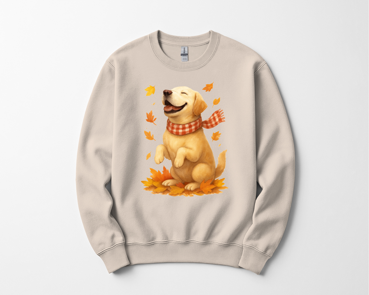Yellow Labrador Shirt, Autumn Dog Sweatshirt, Labrador Lover Gift, Cozy Canine Apparel, Fall Clothing for Dog Moms