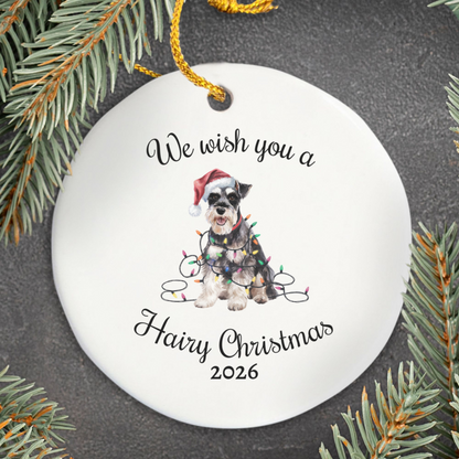 Christmas Schnauzer Ornament, Christmas Lights Dog Keepsake
