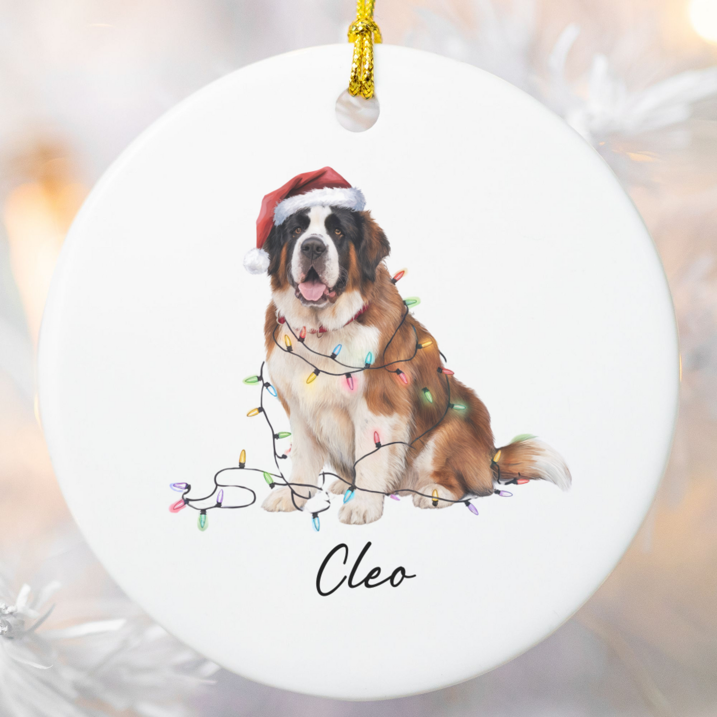Saint Bernard Ornament, Personalized Dog Lover Gift