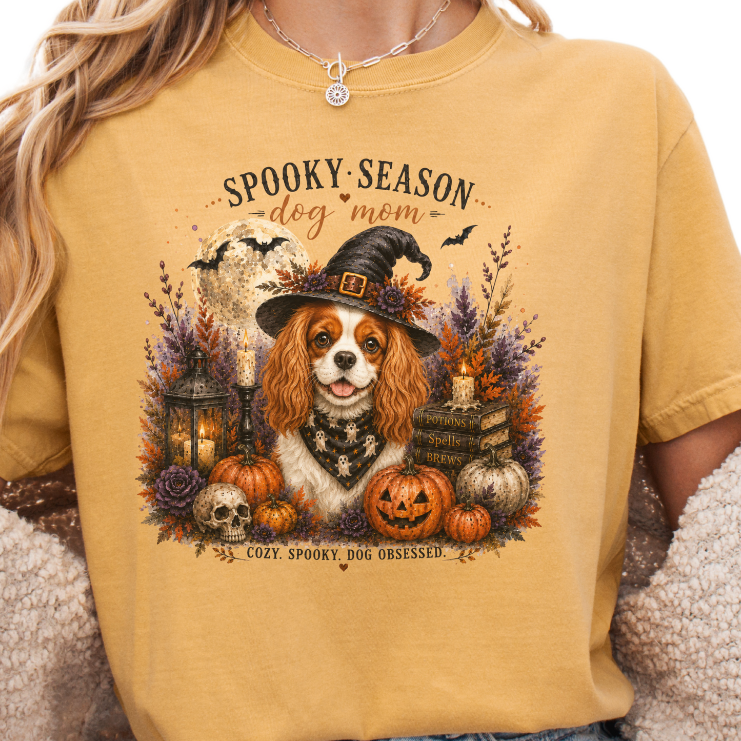 Blenheim Cavalier Spooky Season Dog Mom Halloween Shirt