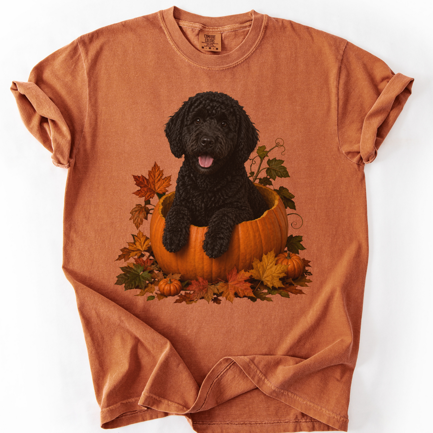 Black Portuguese Water Dog Pumpkin Shirt, Fall Comfort Colors Tee for Dog Lovers