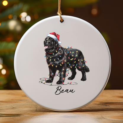 Black Newfoundland Ornament, Personalized Dog Keepsake