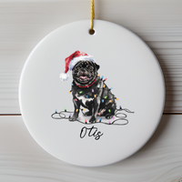 Load image into Gallery viewer, Black Pug Ornament, Personalized Pet Keepsake
