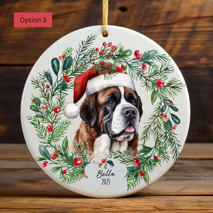 Personalized Saint Bernard Christmas Ornament
