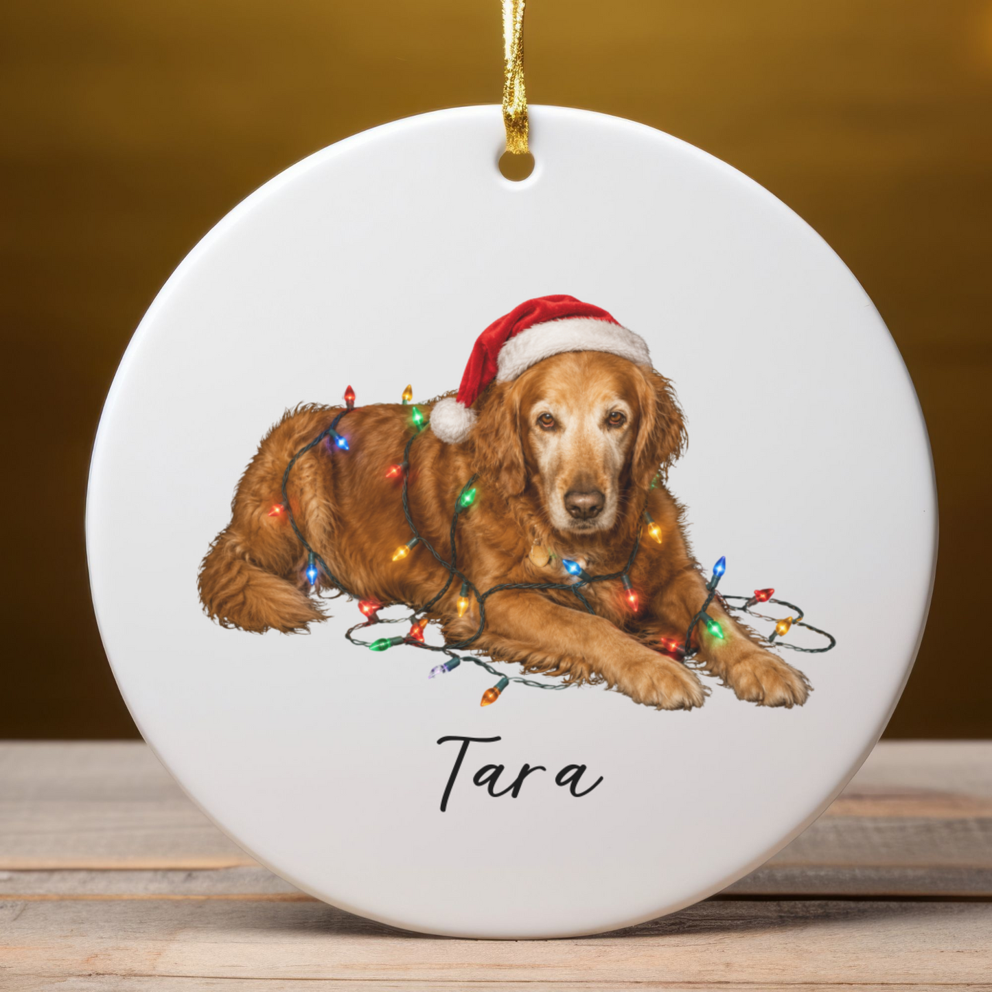Personalized Dog Photo Christmas Ornament Custom Pet Name Ceramic Keepsake