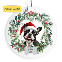 Load image into Gallery viewer, Personalized French Bulldog Ornament, Custom Dog Christmas Ornament, Customized Pet Name Ornament, Pet Memorial, Custom Dog Keepsake

