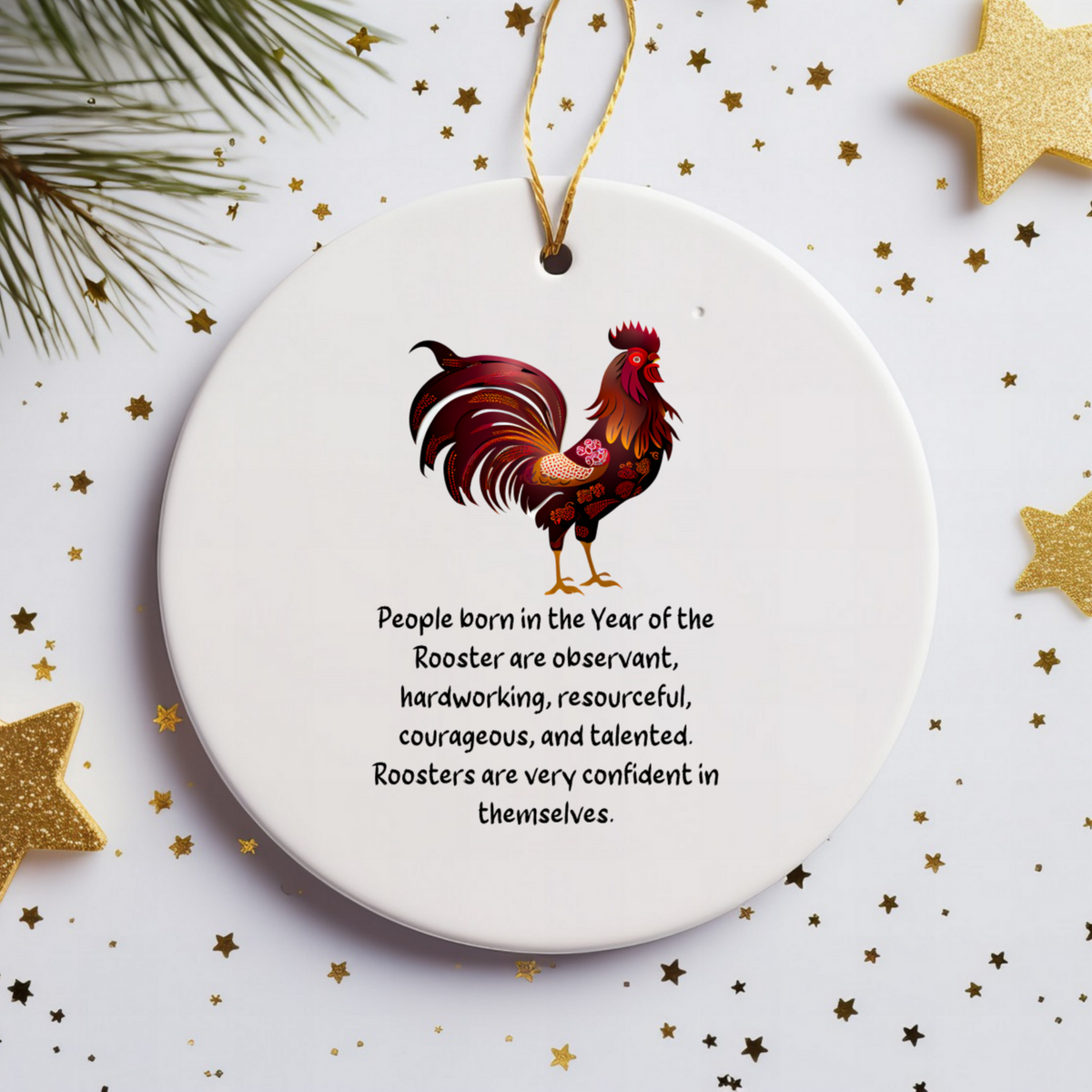 Chinese Zodiac Rooster Ornament, Year of the Rooster Horoscope Gift for Lunar New Year