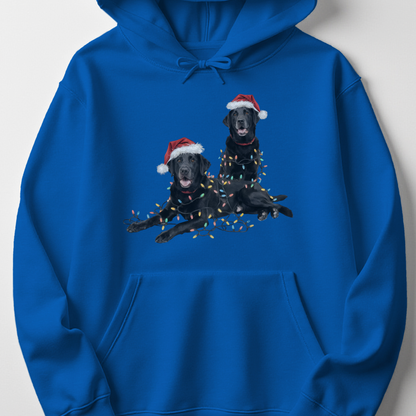 Black Lab Christmas Hoodie with Lights, Holiday Dog Lover Sweatshirt