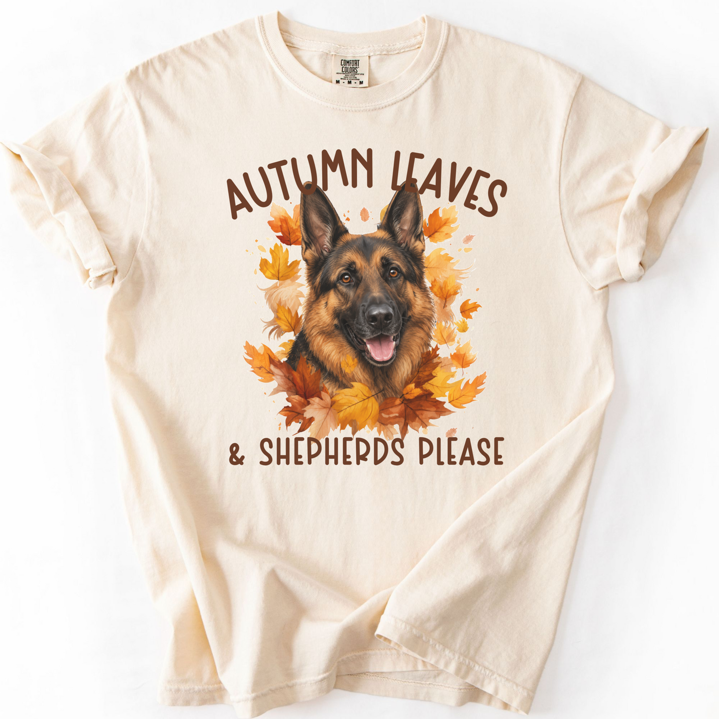 German Shepherd Mom Fall Shirt, Autumn Leaves & Shepherds Please