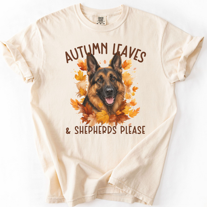 German Shepherd Mom Fall Shirt, Autumn Leaves & Shepherds Please