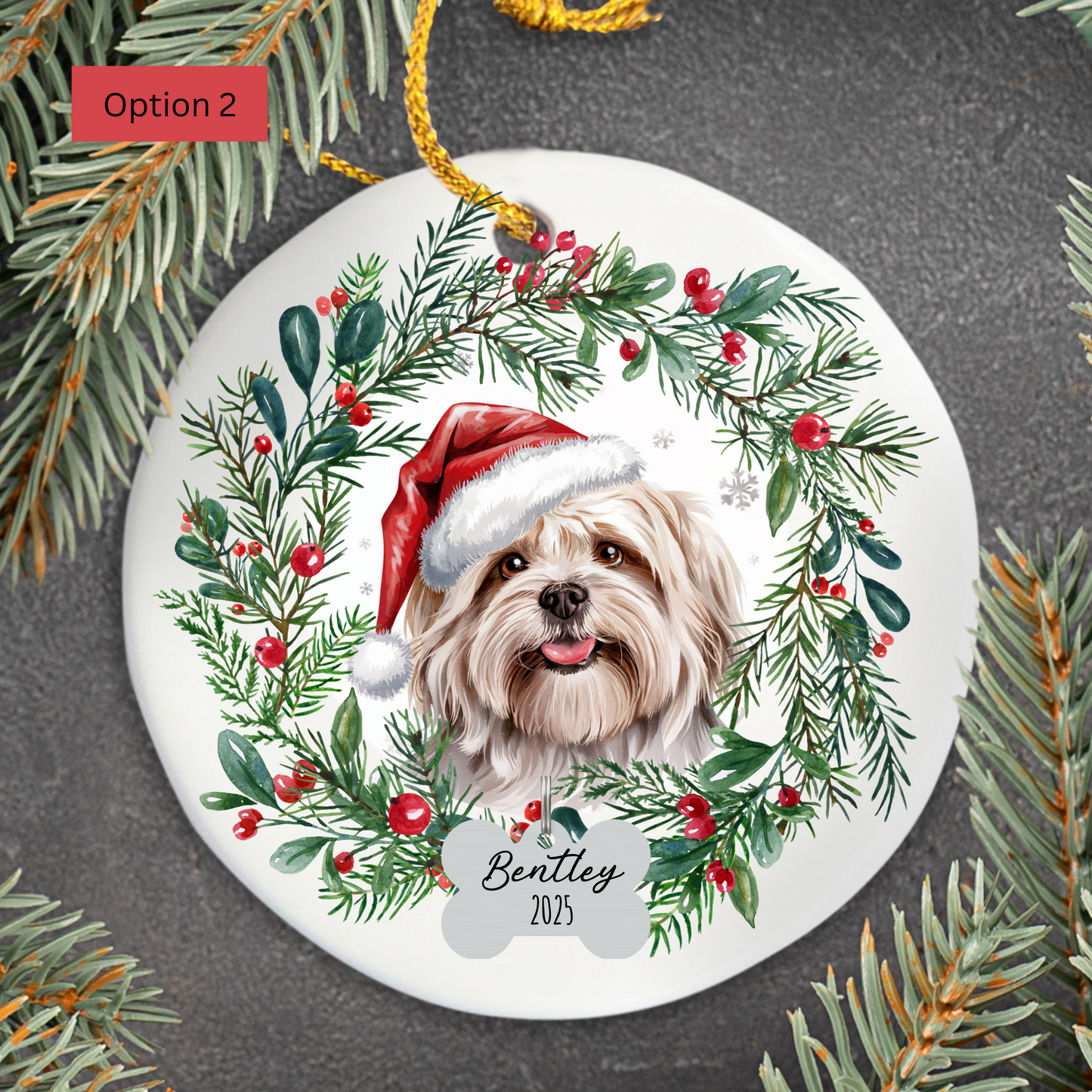 Personalized Lhasa Apso Christmas Ornament, Custom Dog Ornament, Holiday Pet Keepsake, Unique Pet Lover Gift, Cute Dog Tree Decor