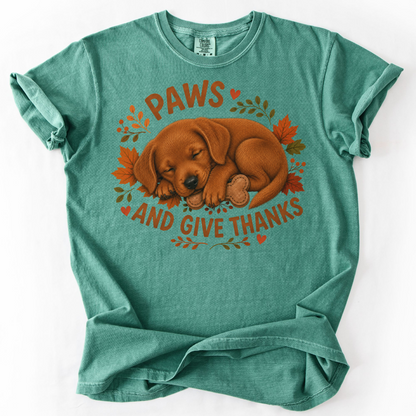 Fox Red Lab Thanksgiving Shirt, Paws Give Thanks Tee, Fall Labrador Retriever Lover Gift