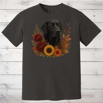 Black Labrador Autumn Floral Shirt