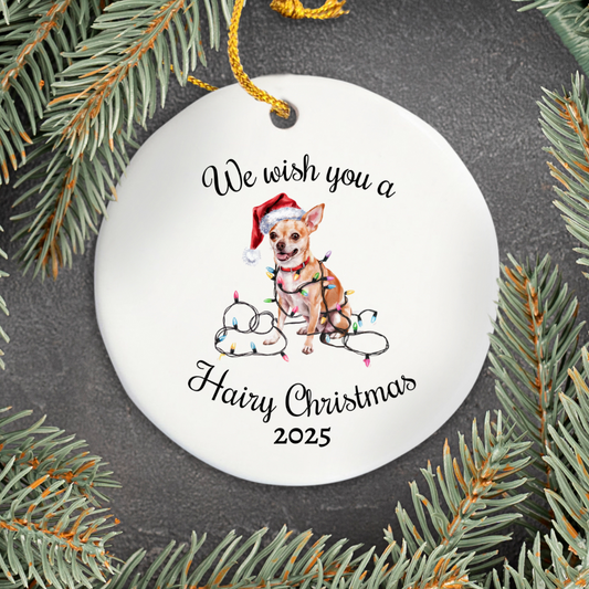 Christmas Tan Chihuahua Ornament, Christmas Lights Dog Keepsake