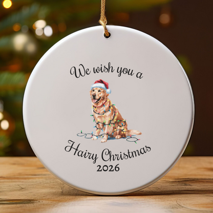 Christmas Golden Retriever Ornament, Christmas Lights Dog Keepsake