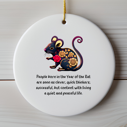 Chinese Zodiac Rat Ornament, Year of the Rat Horoscope Gift for Lunar New Year