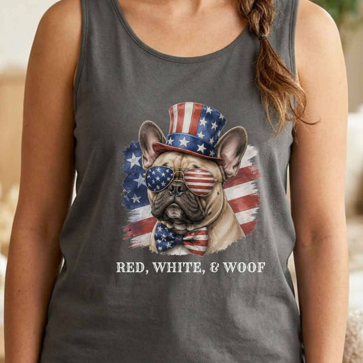 Patriotic French Bulldog Tank Top