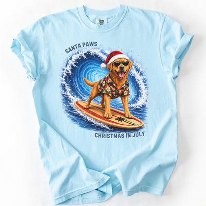 Christmas in July Gift for Fox Red Lab Lovers, Santa Paws Beach Shirt