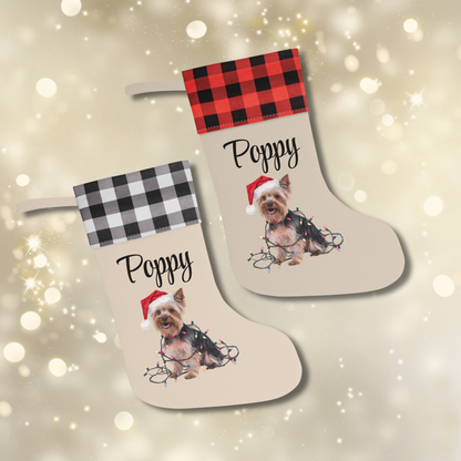 Personalized Yorkshire Terrier Christmas Stocking, Holiday Decor Gift for Yorkie Lovers