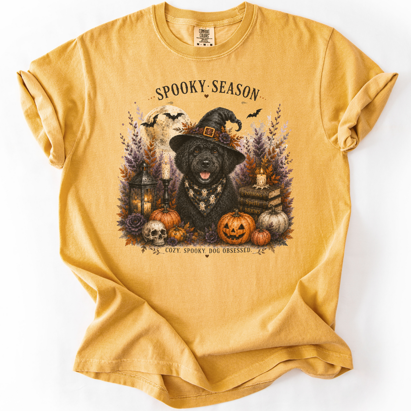 Black Portuguese Water Dog Spooky Season Dog Mom Halloween Shirt