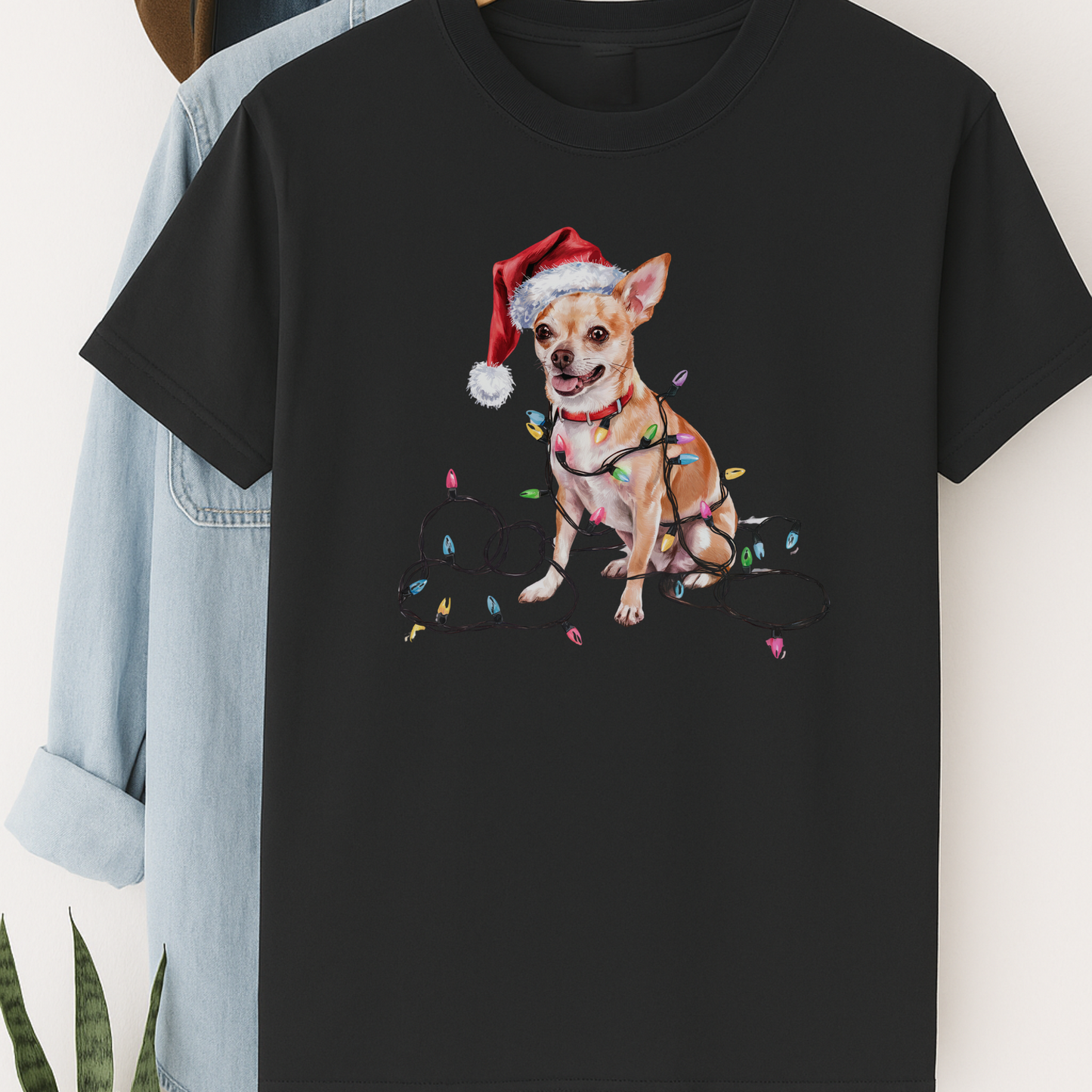 Christmas Chihuahua Shirt, Christmas Dog Tee, Christmas Lights Dog Tee, Chihuahua Mom Tshirt, Gift for Dog Lover, Chihuahua