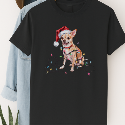 Christmas Chihuahua Shirt, Christmas Dog Tee, Christmas Lights Dog Tee, Chihuahua Mom Tshirt, Gift for Dog Lover, Chihuahua