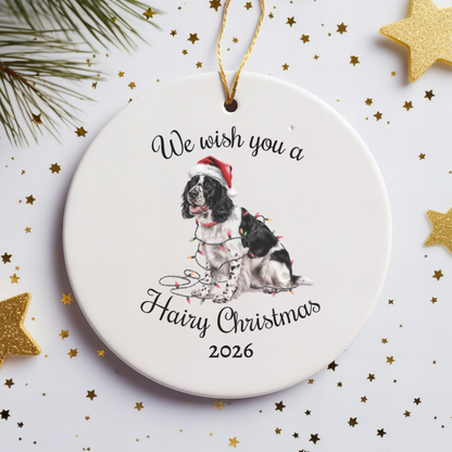 Christmas Black Springer Spaniel Ornament, Christmas Lights Dog Keepsake