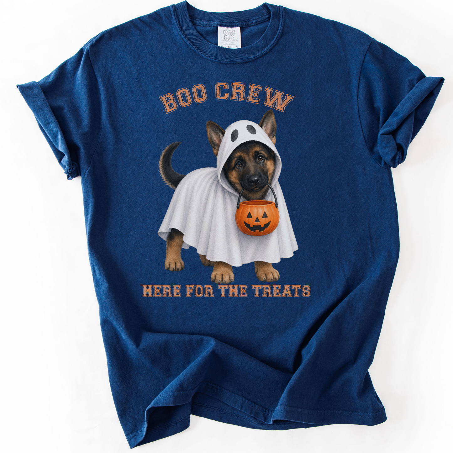 German Shepherd Boo Crew Halloween Shirt, Here for the Treats Dog Mom Tee