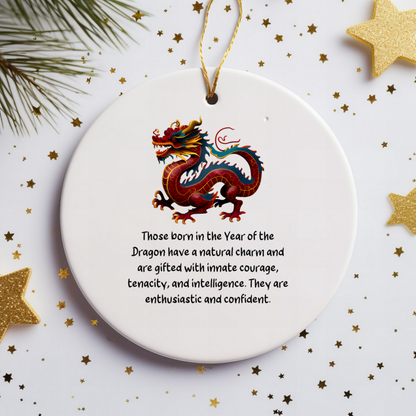 Chinese Zodiac Dragon Ornament, Year of the Dragon Horoscope Gift for Lunar New Year