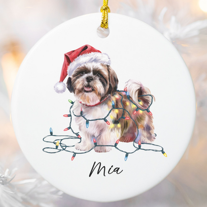 Shih Tzu Ornament Personalized Gift, Custom Holiday Pet Decor