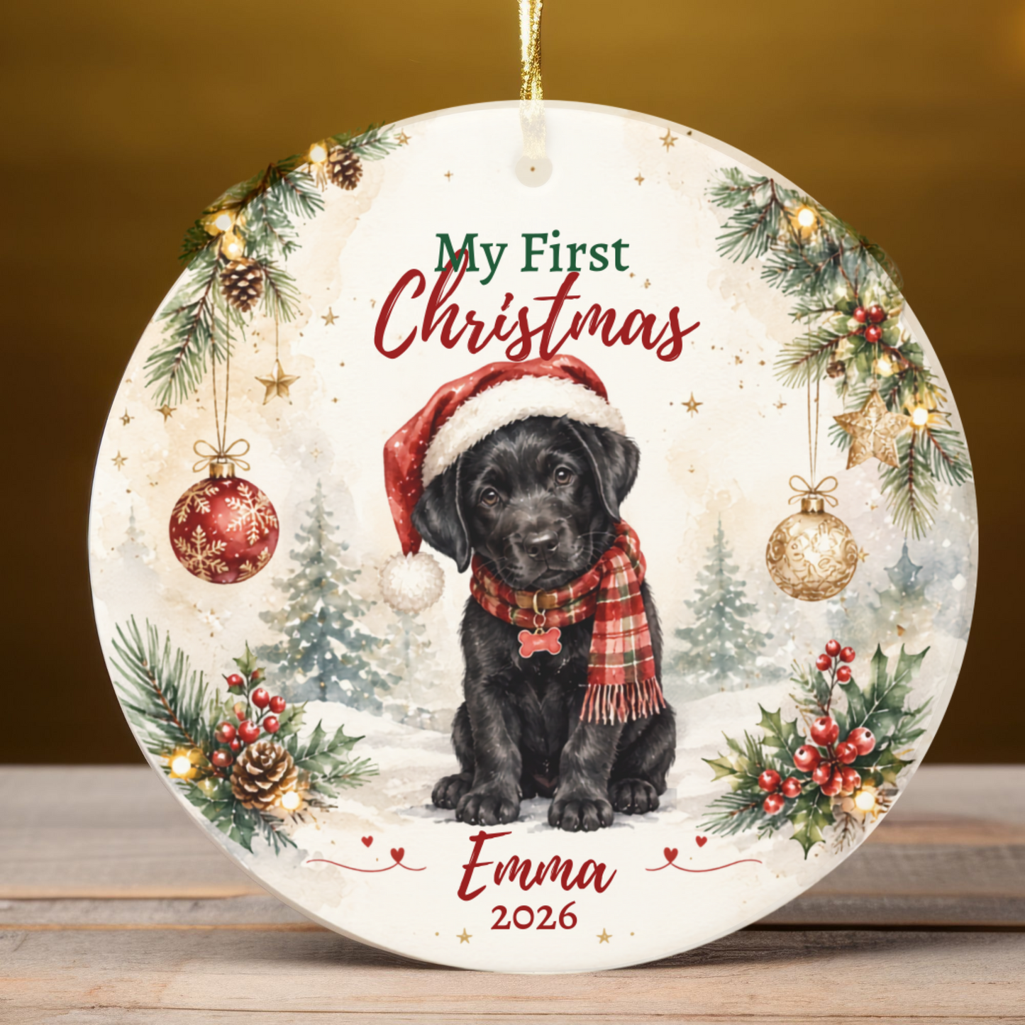 Personalized Puppy First Christmas Ornament, Custom Dog Keepsake Gift